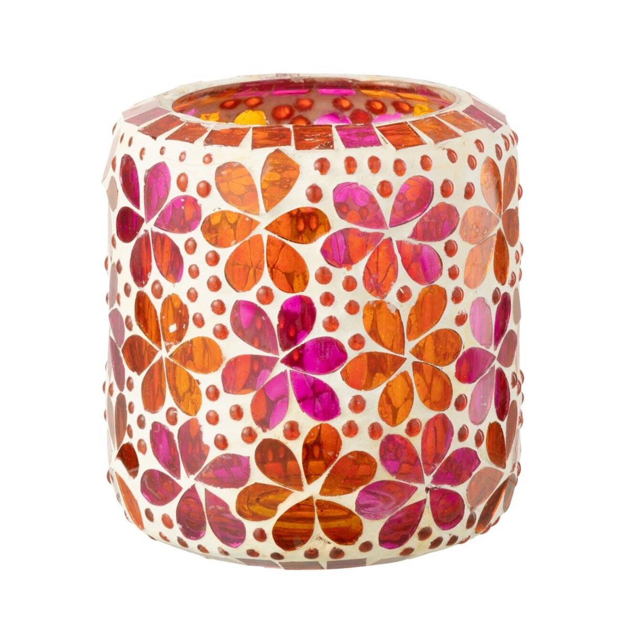 J-LINE Photophore mosaïque  ruthie  11cm rose & orange