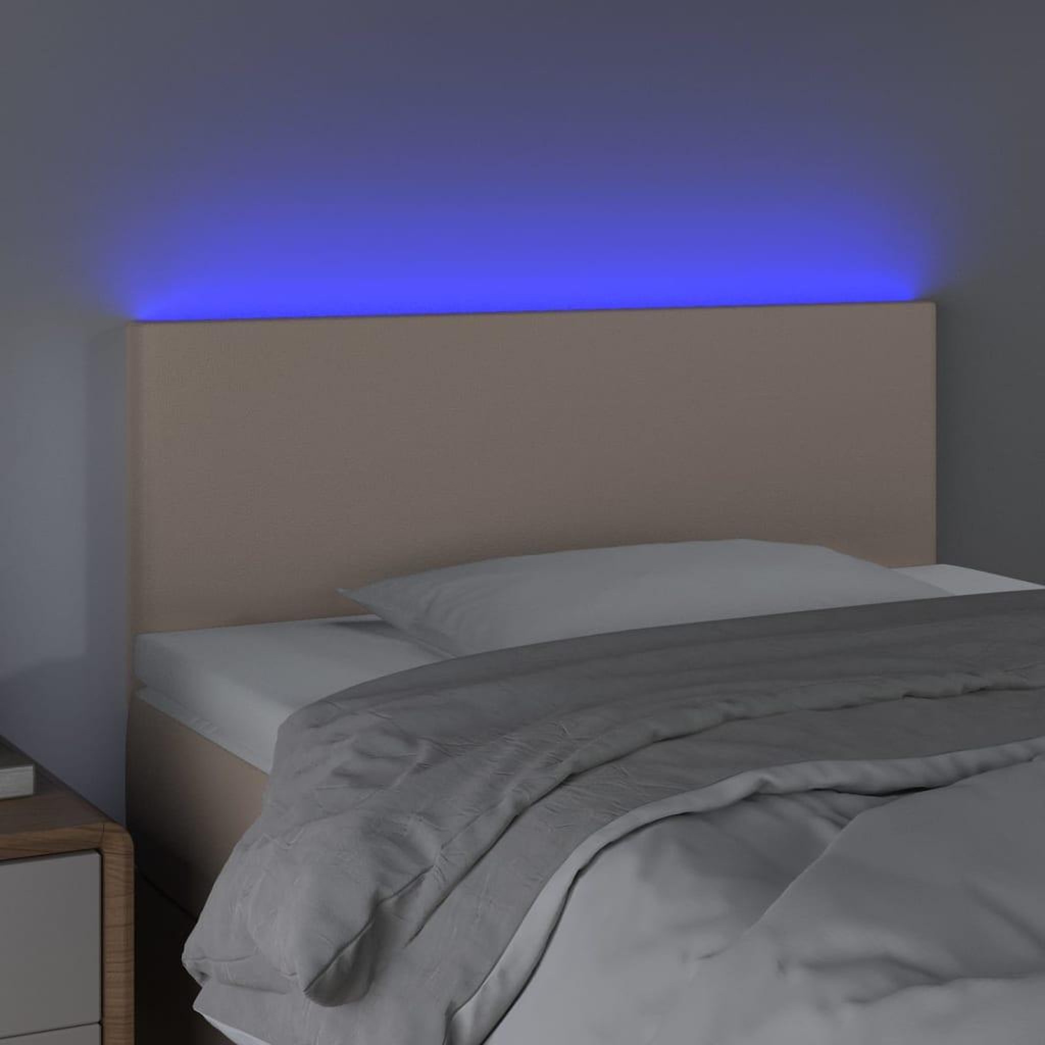 Voir la diapositive 3 : VIDAXL Tete de lit a LED Cappuccino 100x5x78/88 cm Similicuir