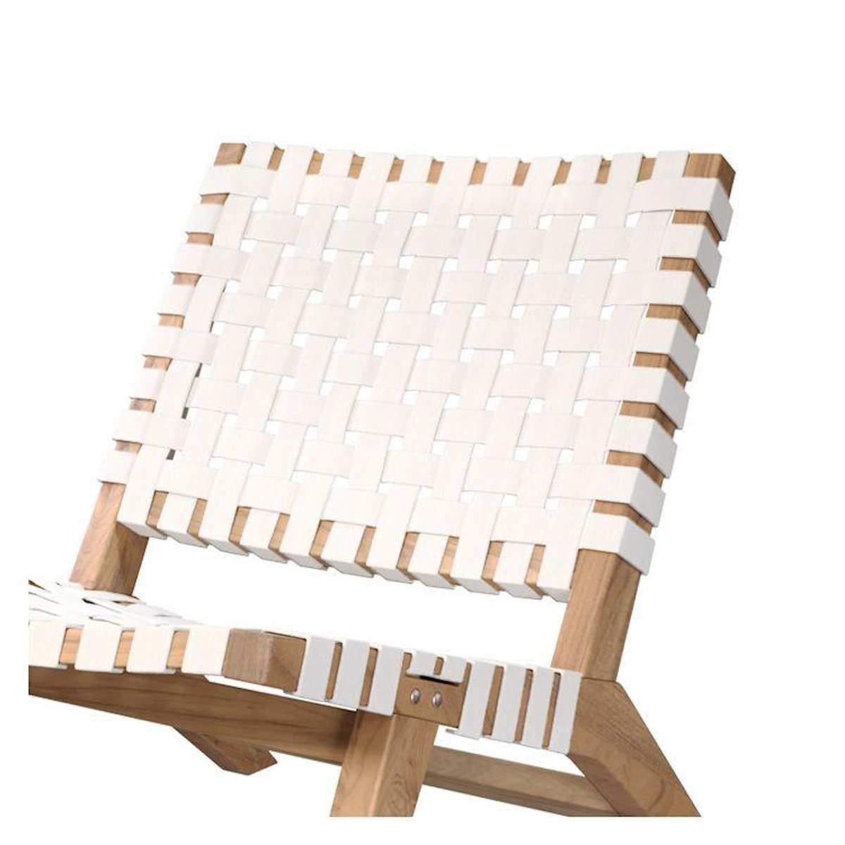 Rendez vous déco Fauteuil de jardin en teck et sangles en tissu blanc-Tao