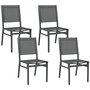 OUTSUNNY Lot de 4 chaises de jardin alu textilène gris