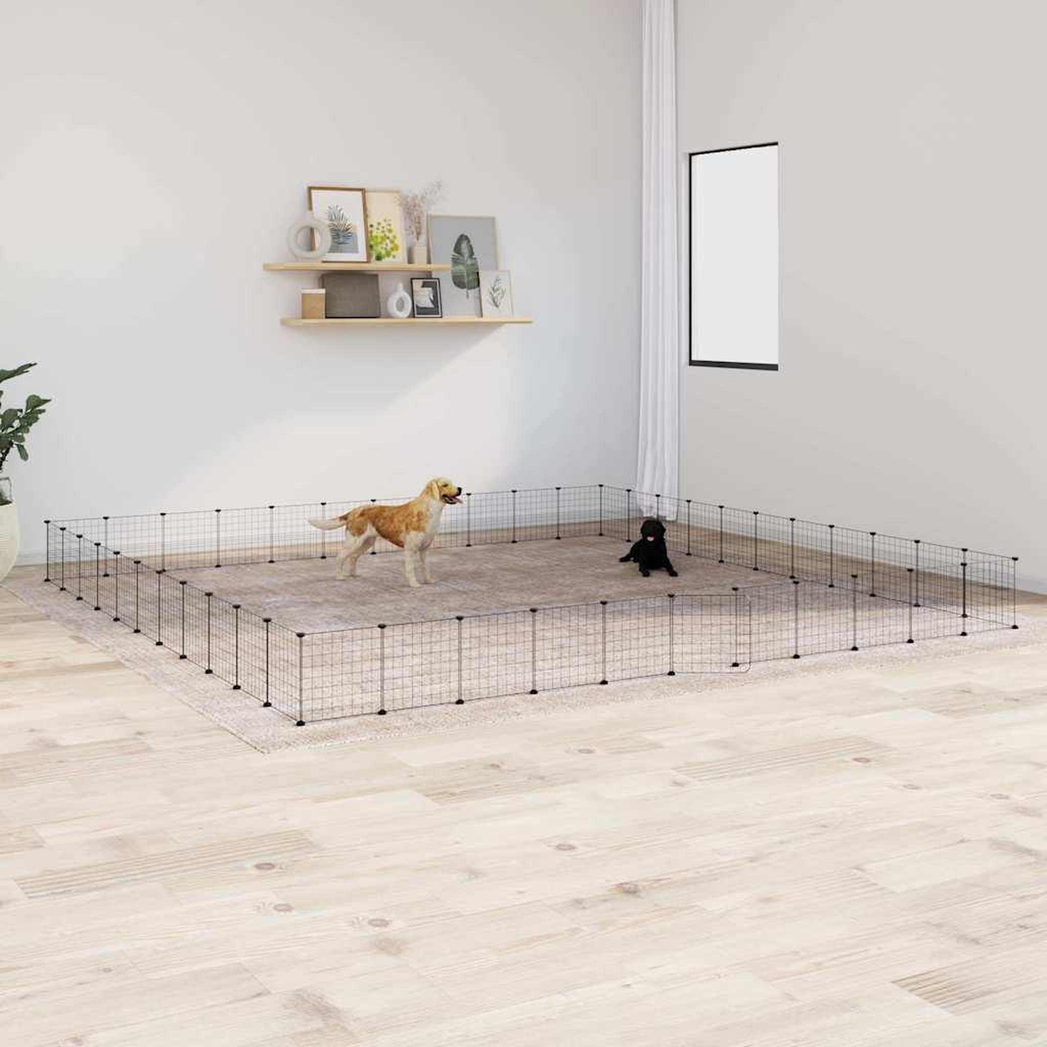 VIDAXL Cage animaux de compagnie a 44 panneaux et porte Noir 35x35 cm