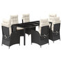 Voir la diapositive 2 : VIDAXL Ensemble a manger de jardin coussins 7pcs Noir Resine tressee