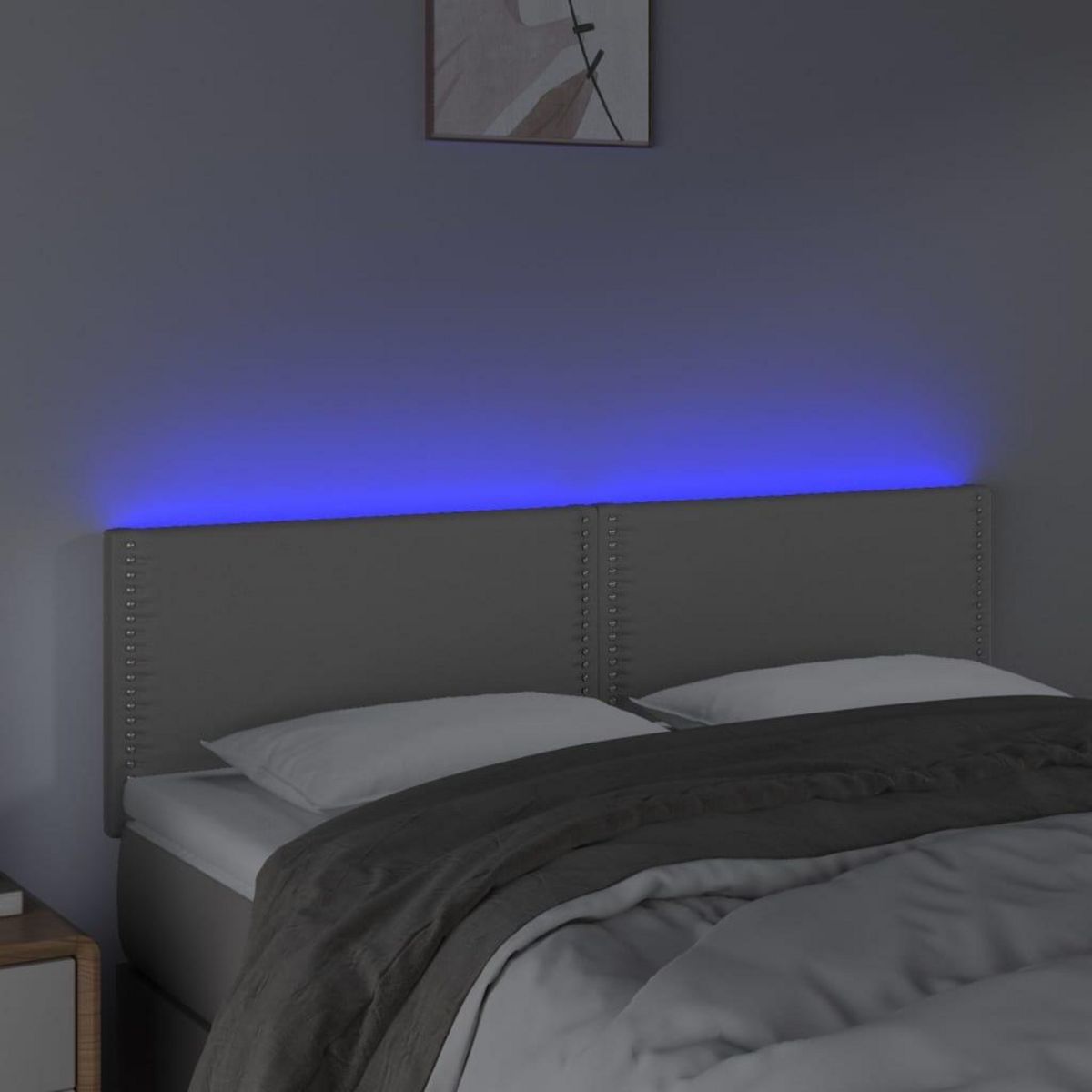 VIDAXL Tete de lit a LED Gris 144x5x78/88 cm Similicuir