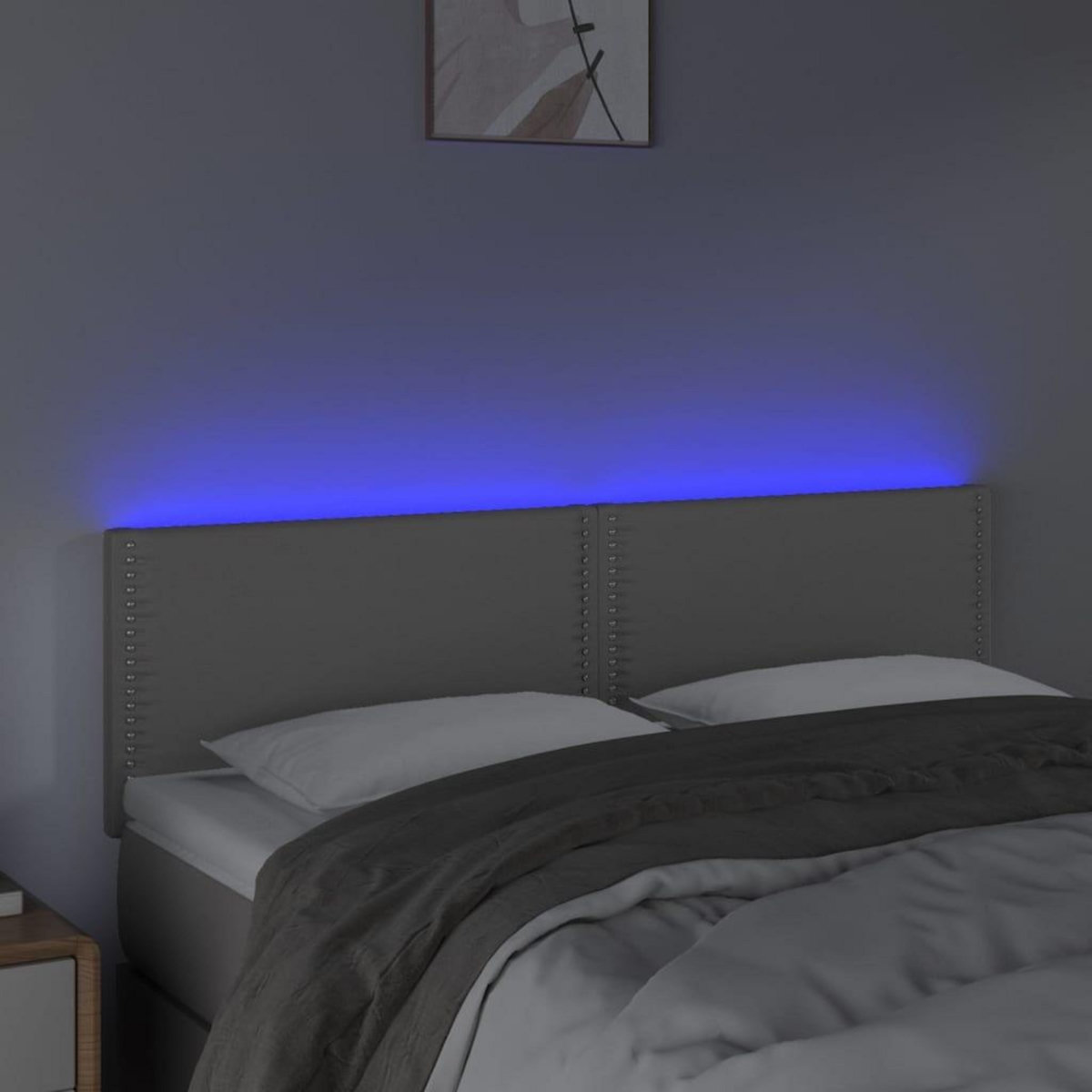 VIDAXL Tete de lit a LED Gris 144x5x78/88 cm Similicuir