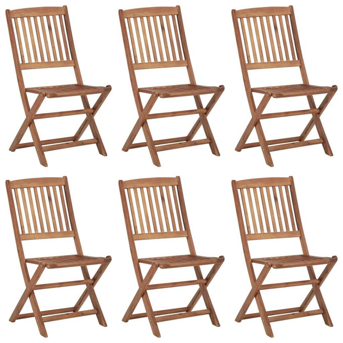 VIDAXL Chaises pliables de jardin lot de 6 avec coussins Bois d'acacia