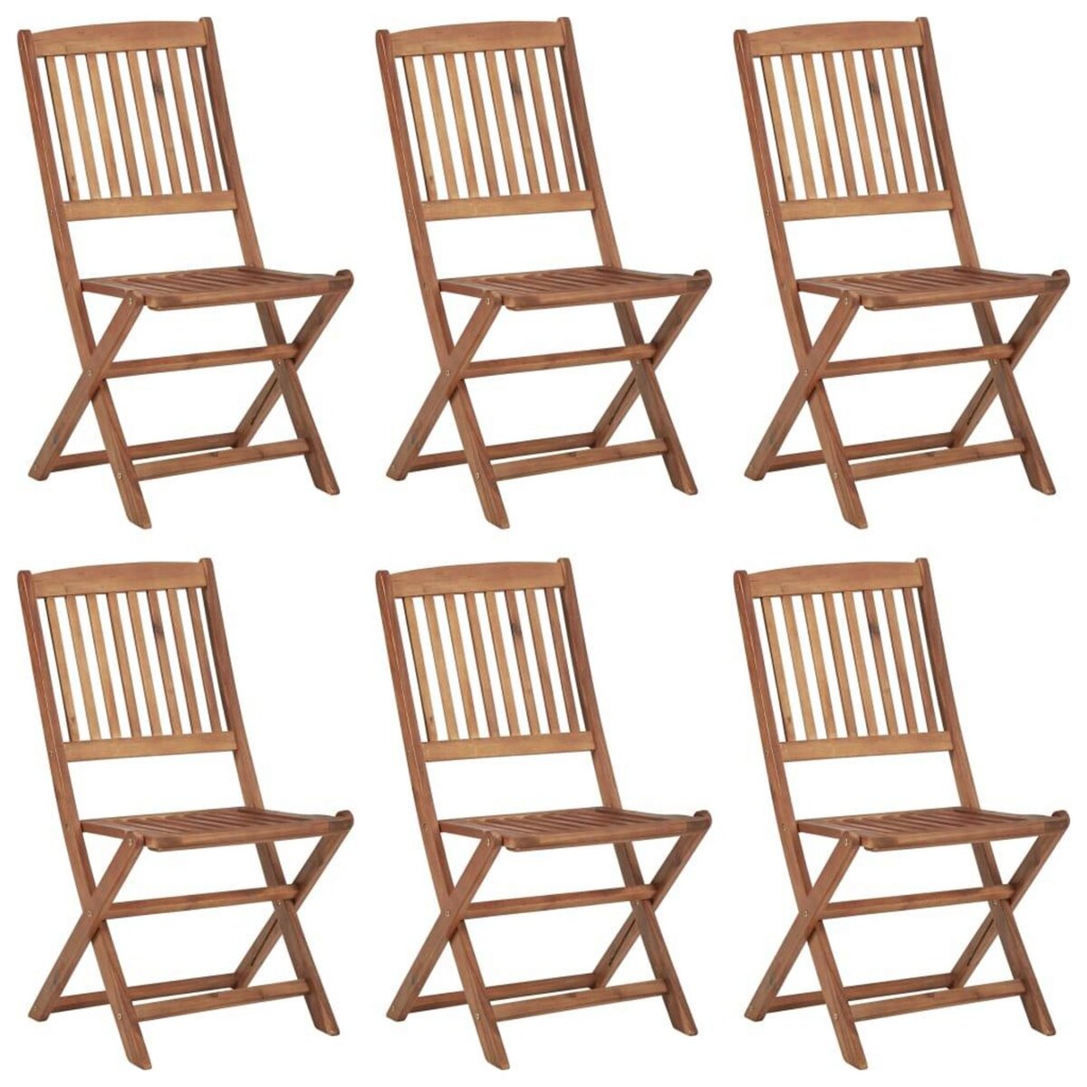 VIDAXL Chaises pliables de jardin lot de 6 avec coussins Bois d'acacia