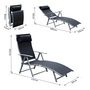 Voir la diapositive 3 : OUTSUNNY Outsunny transat chaise longue bain de soleil pliable dossier inclinable multi-positions têtière fournie 137L x 64l x 101H cm métal époxy textilène noir