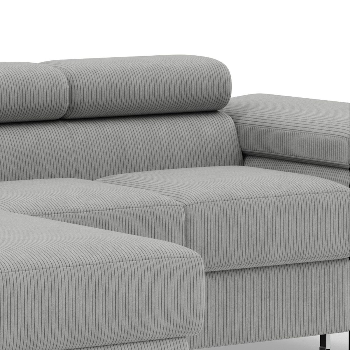 BEST MOBILIER Pablo - canapé d'angle gauche - 6 places - convertible avec coffre et têtières réglables - en velours côtelé