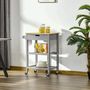 Voir la diapositive 2 : HOMCOM Desserte de cuisine à roulettes - chariot de service - tiroir, 2 étagères - plateau bois hévéa MDF gris