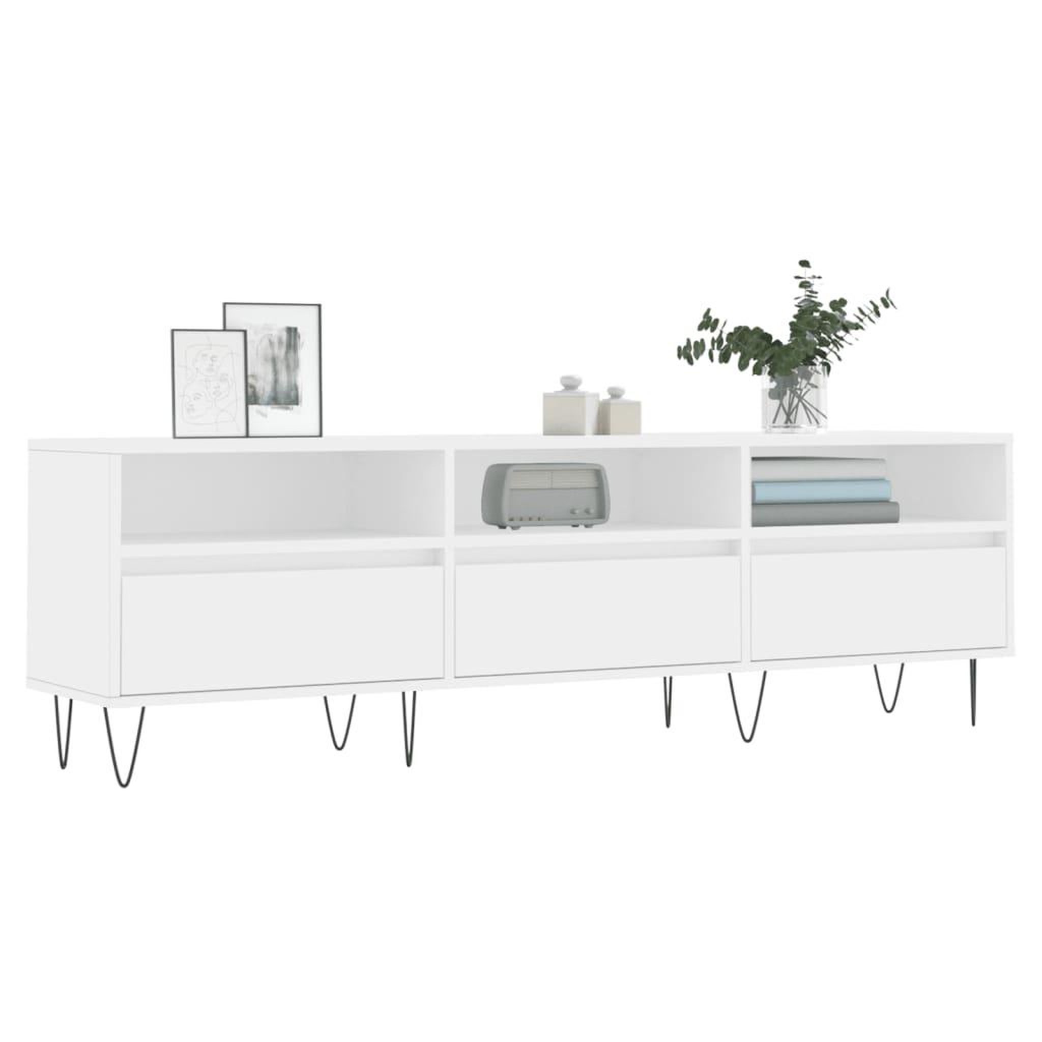 Voir la diapositive 3 : VIDAXL Meuble TV blanc 150x30x44,5 cm bois d'ingenierie