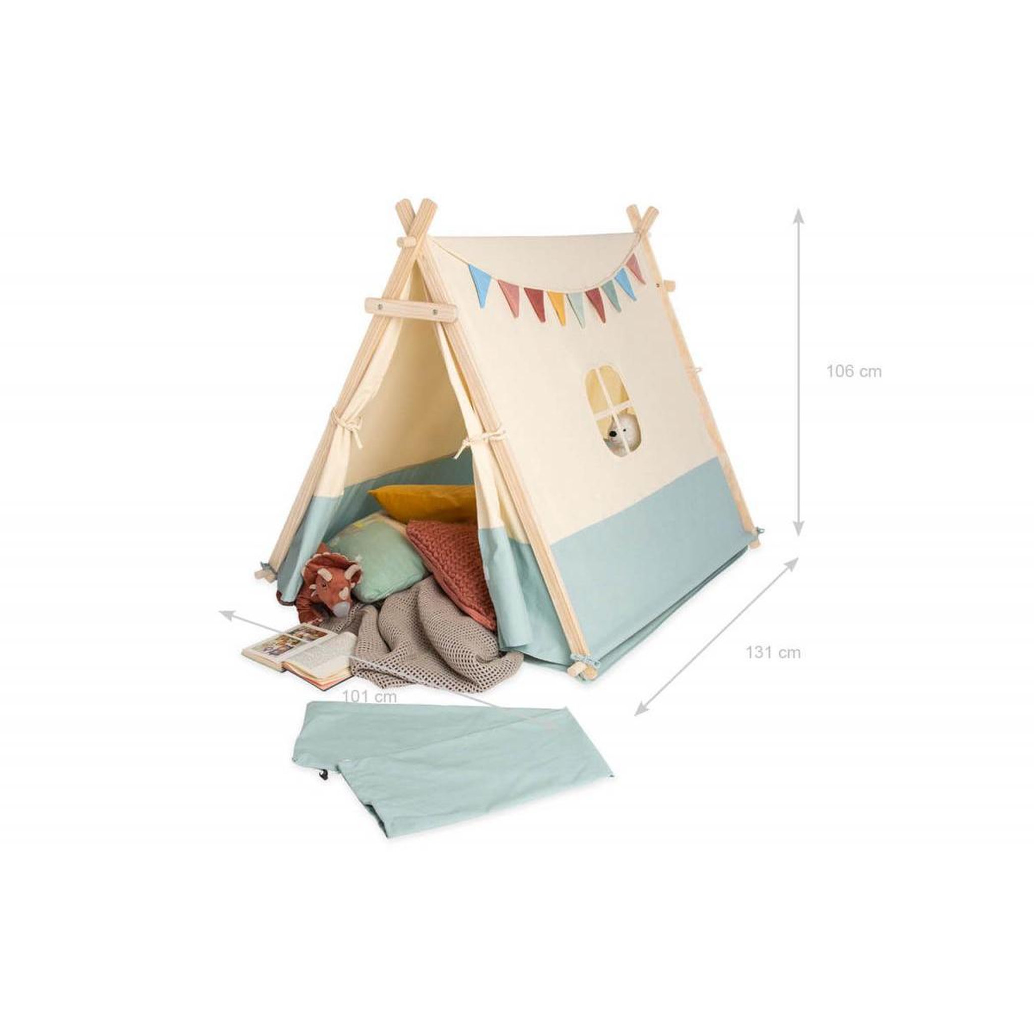 Voir la diapositive 2 : Pinolino Tente bicolore beige bleu 'Yuma'
