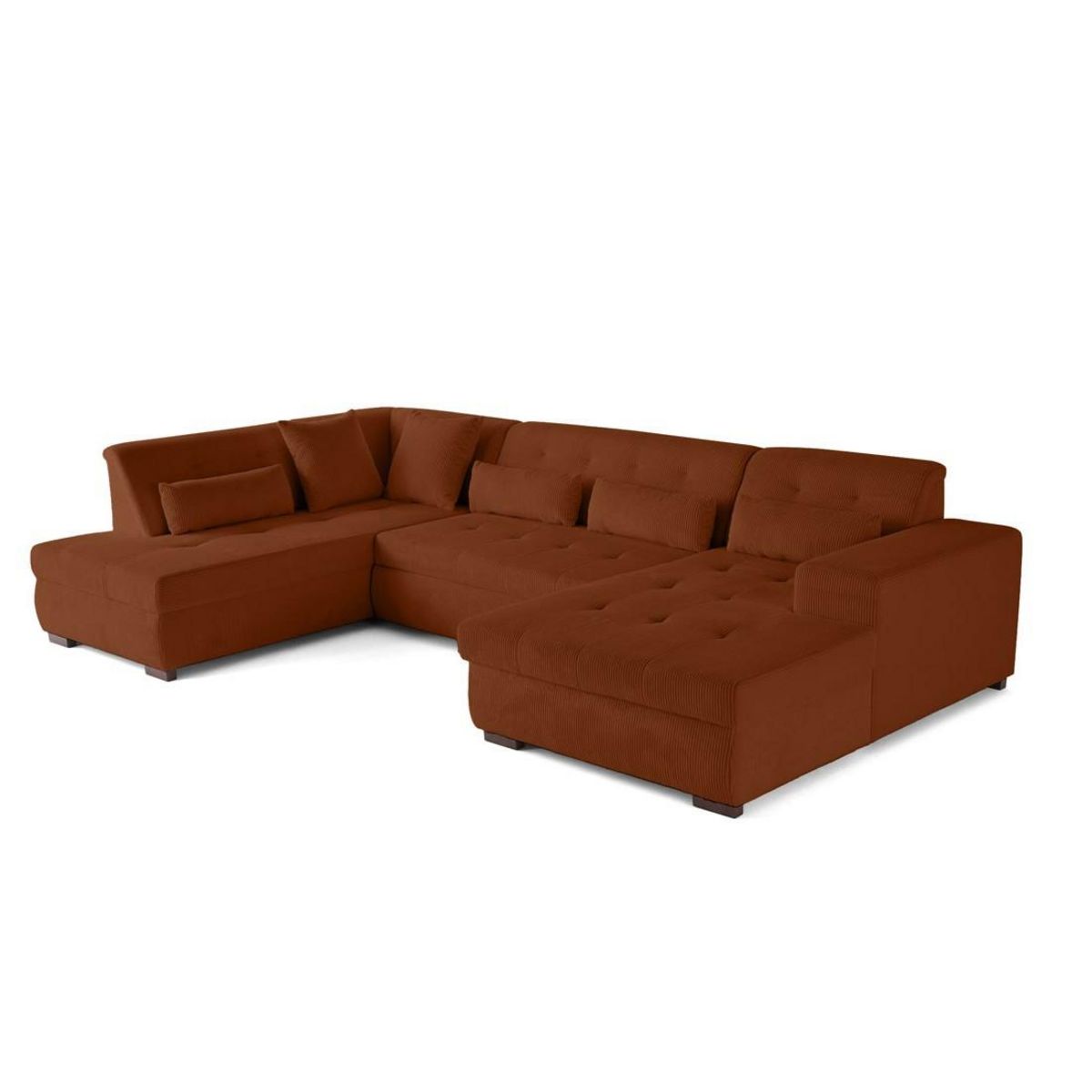 LISA DESIGN Vermont - canapé panoramique d'angle gauche - 7 places - convertible avec coffre - en velours côtelé