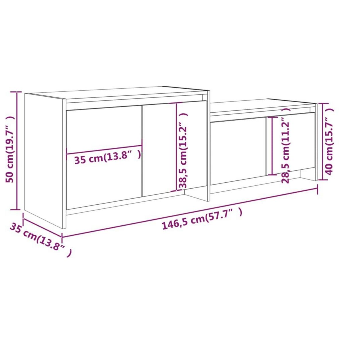 VIDAXL Meuble TV Sonoma gris 146,5x35x50 cm Bois d'ingenierie