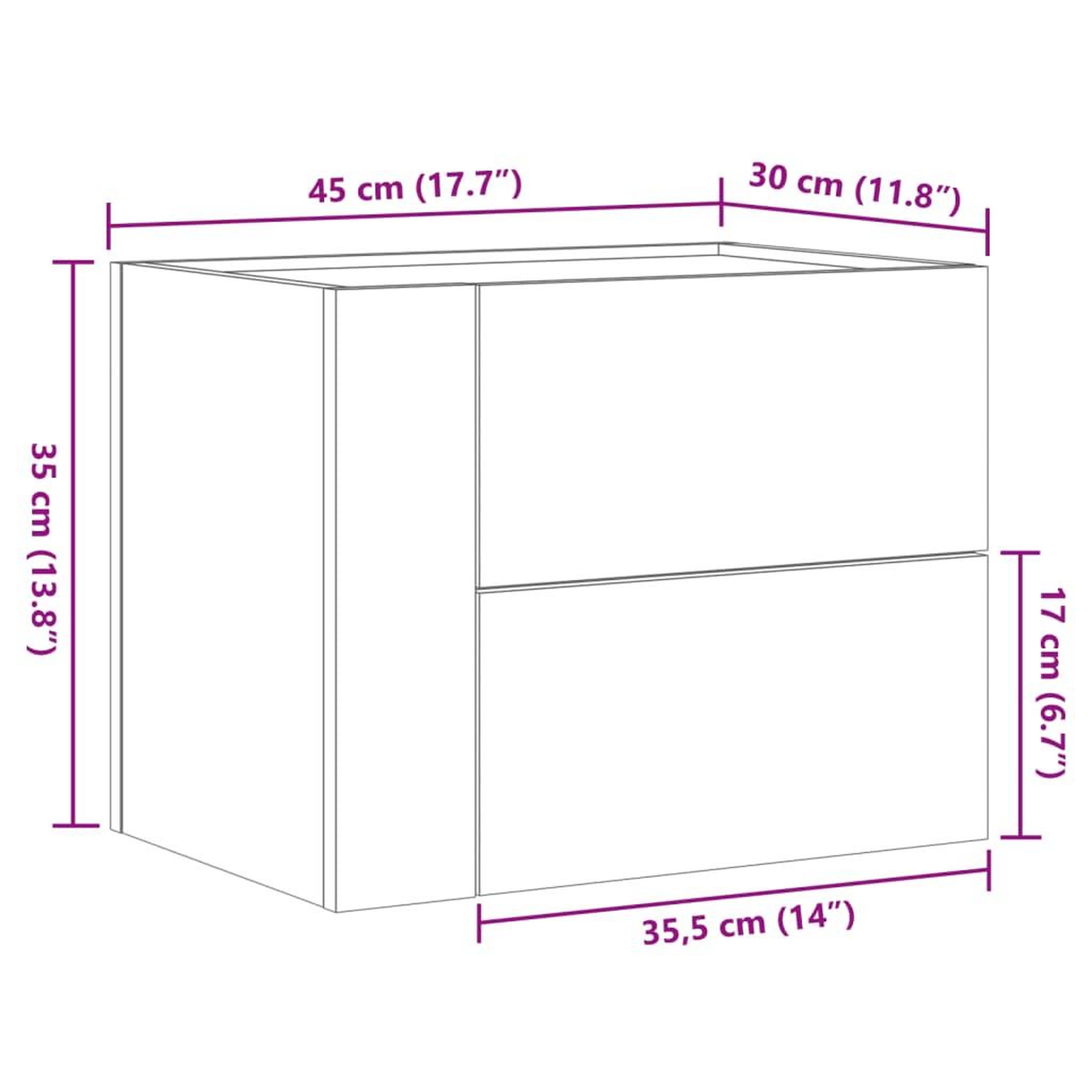 Voir la diapositive 6 : VIDAXL Tables de chevet murales 2 pcs chene sonoma 45x30x35 cm