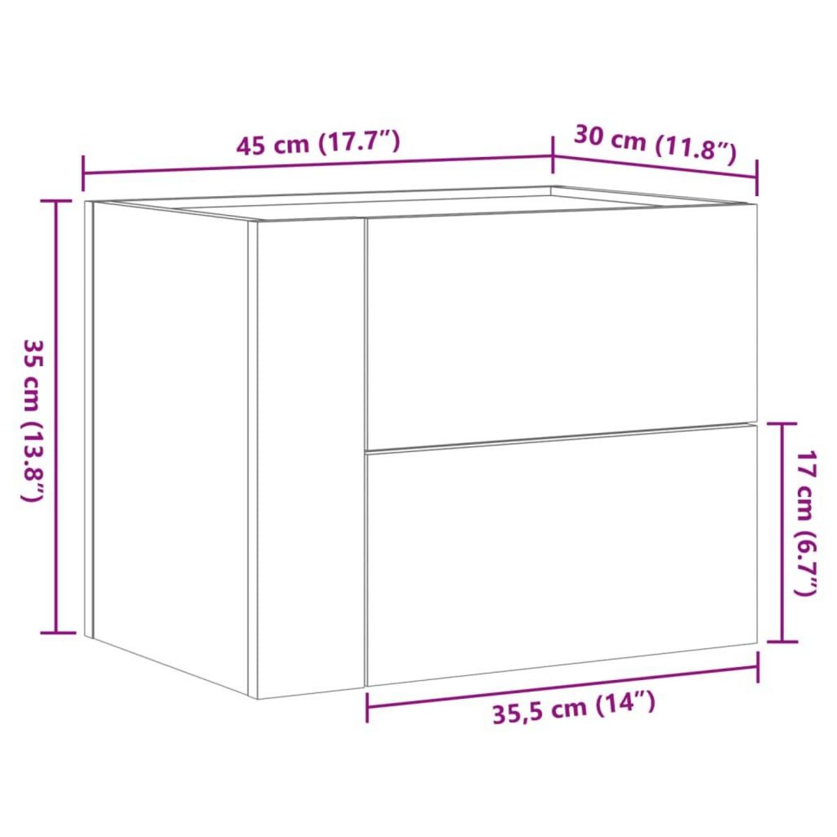 VIDAXL Tables de chevet murales 2 pcs chene sonoma 45x30x35 cm