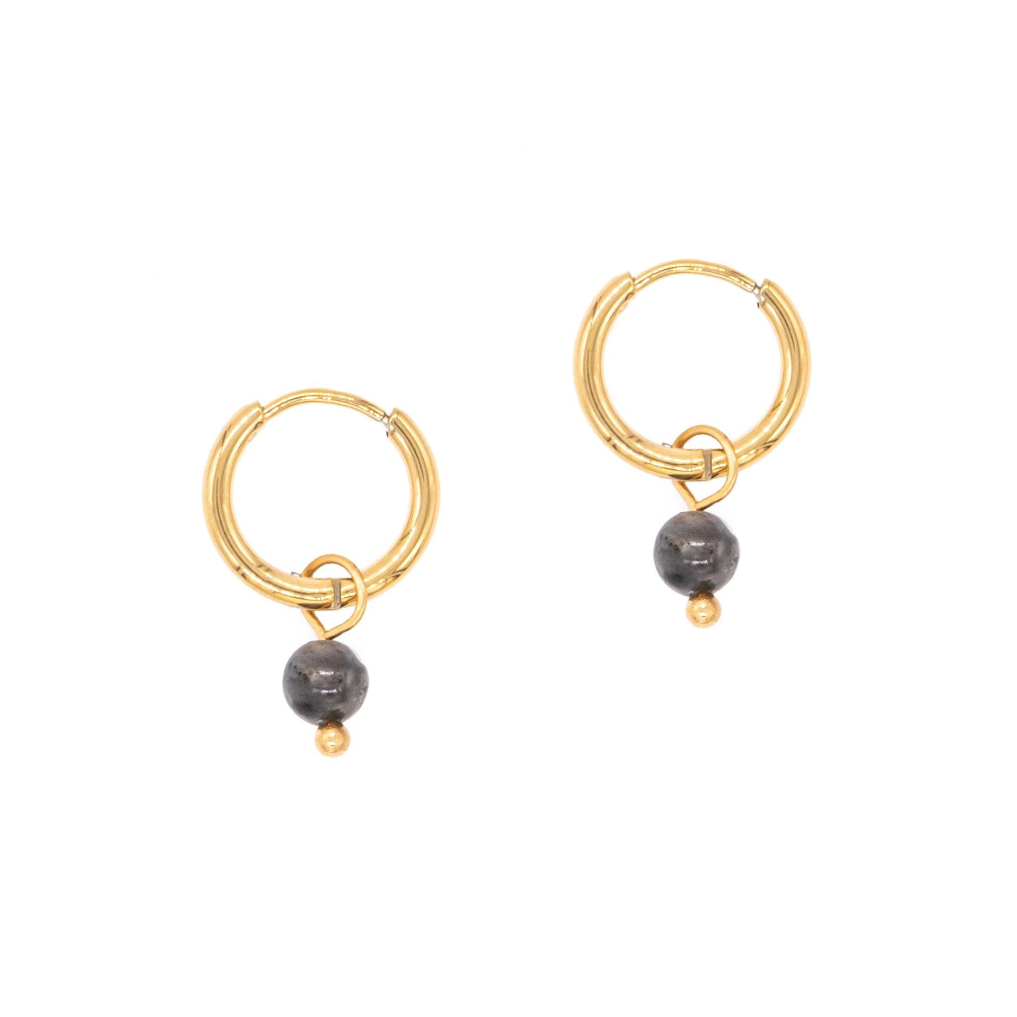 Voir la diapositive 1 : SLOYA Boucles d'oreilles créoles Serena en pierres Spectrolite