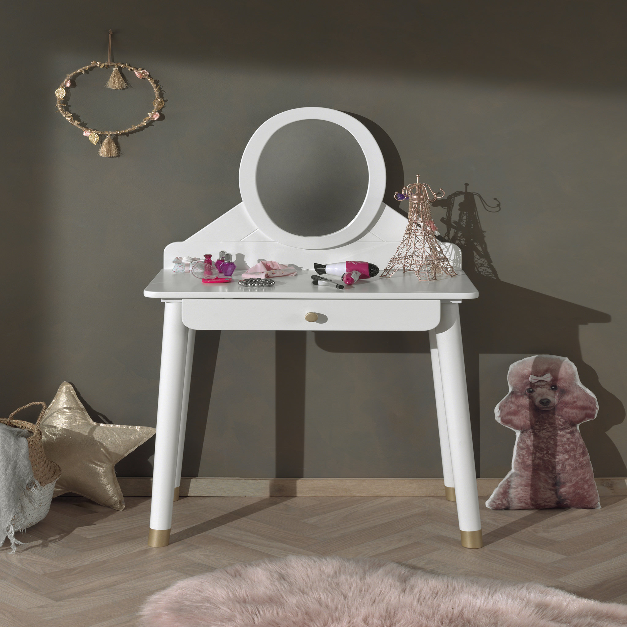 Coiffeuse 1 tiroir 1 miroir L70 EMMY