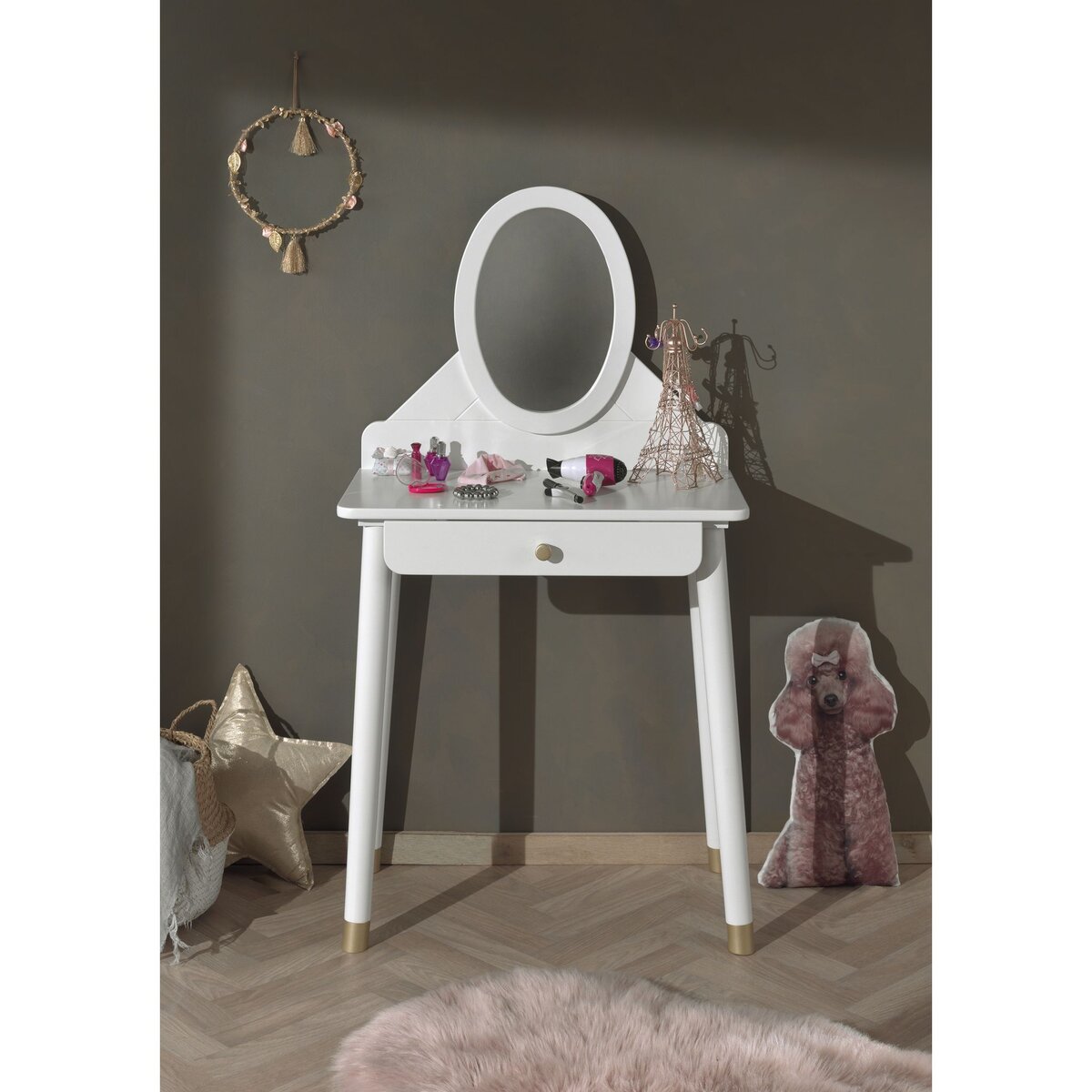 Coiffeuse 1 tiroir 1 miroir L70 EMMY