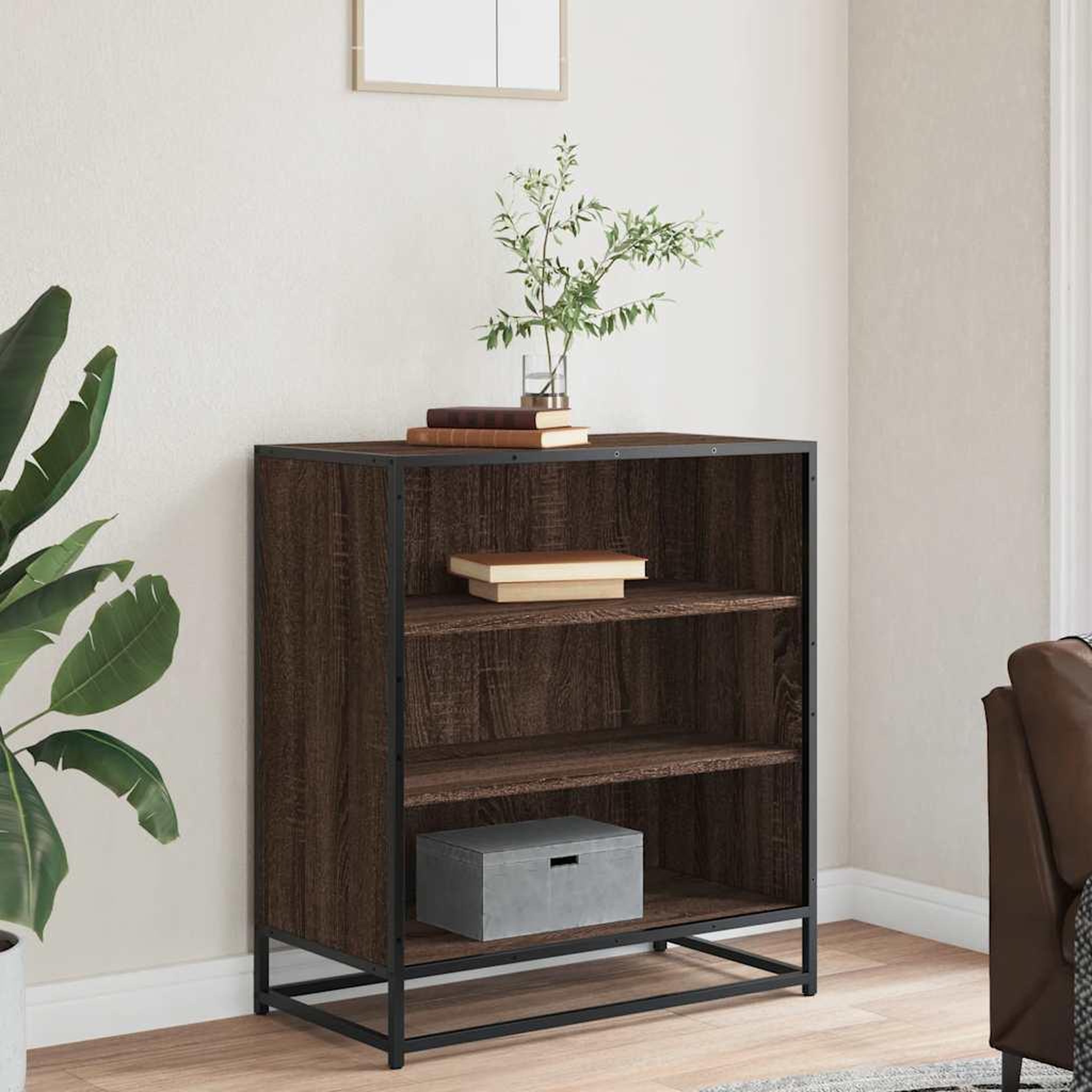 Voir la diapositive 3 : VIDAXL Buffet chene marron 68x35x76 cm bois d'ingenierie et metal