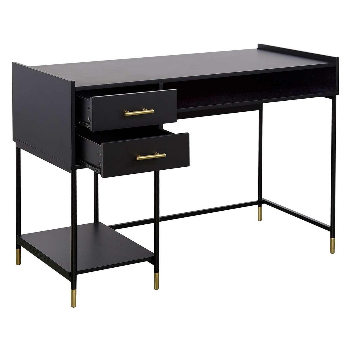 ATMOSPHERA Bureau 2 tiroirs en bois TEDY - Noir