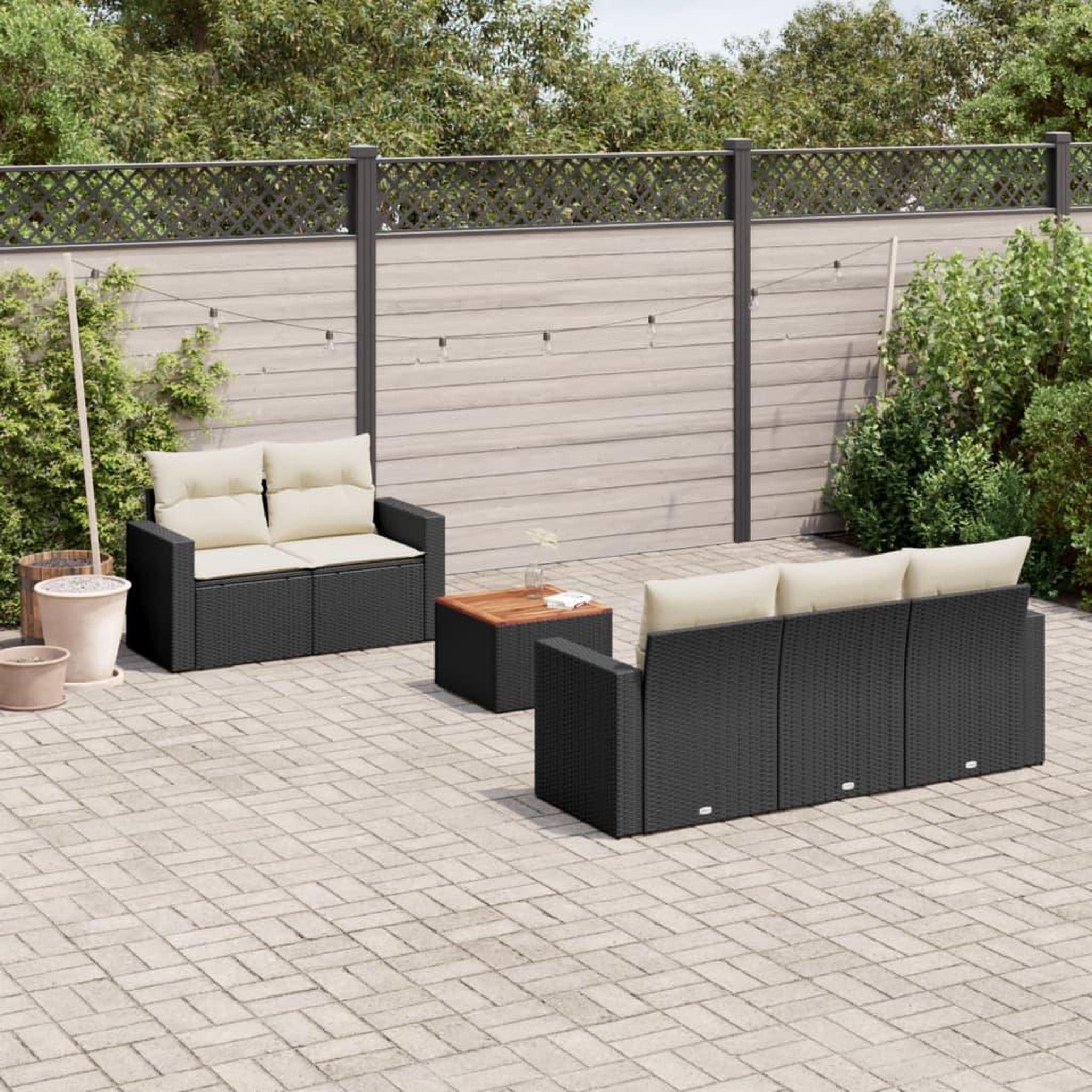VIDAXL Salon de jardin 6 pcs avec coussins noir resine tressee