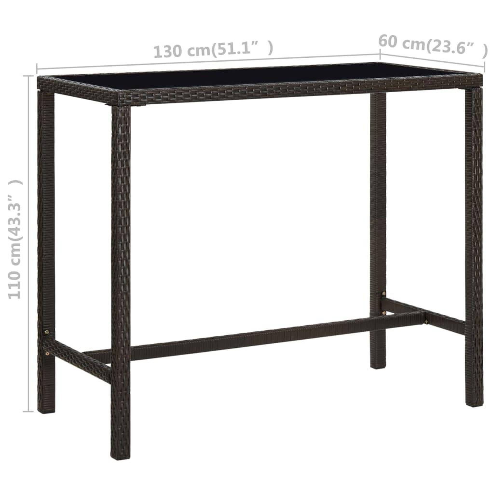 Voir la diapositive 6 : VIDAXL Table de bar de jardin Marron 130x60x110cm Resine tressee verre
