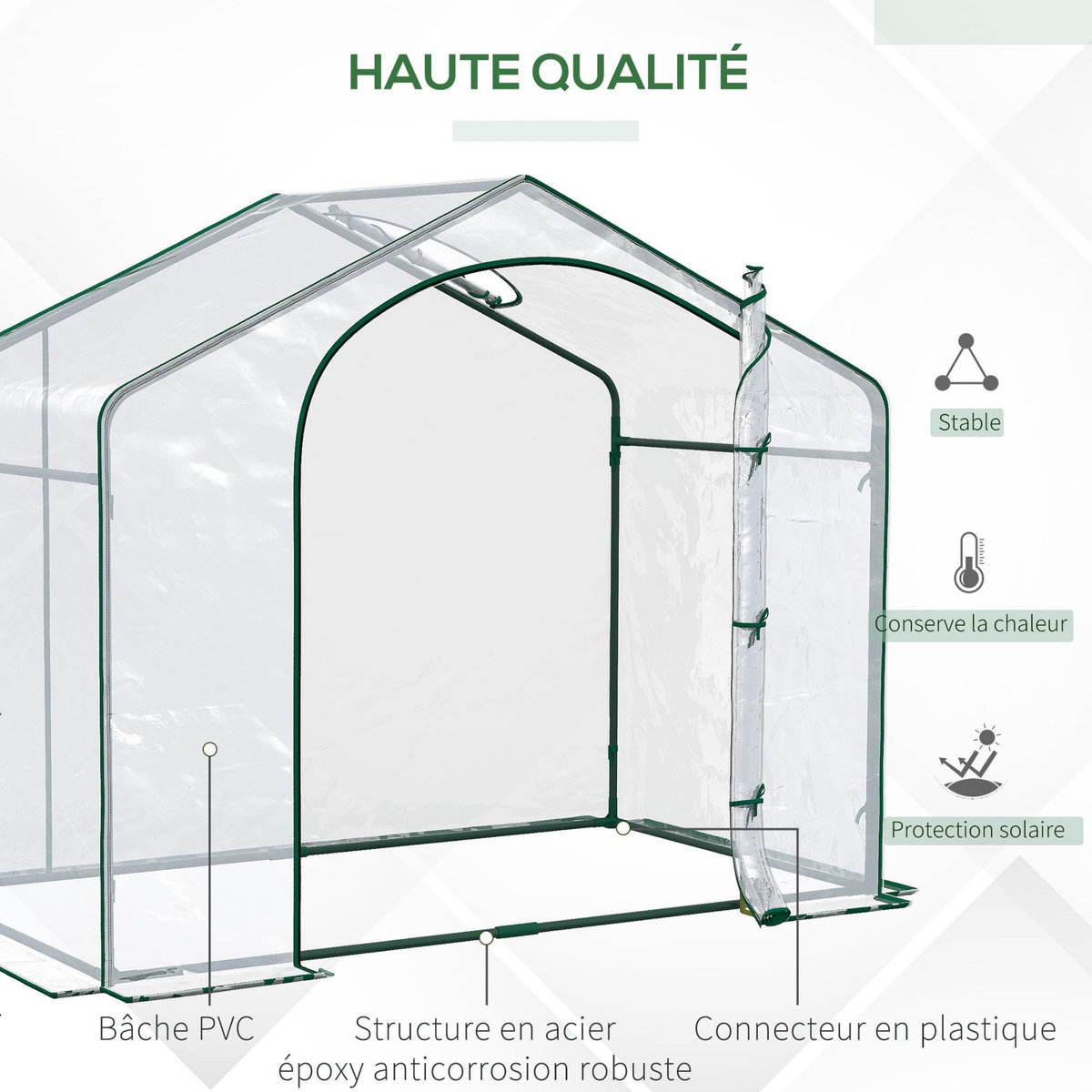 OUTSUNNY Serre de jardin balcon terrasse serre pour tomates 1,8L x 1l x 1,68H m acier PVC imperméable transparent vert