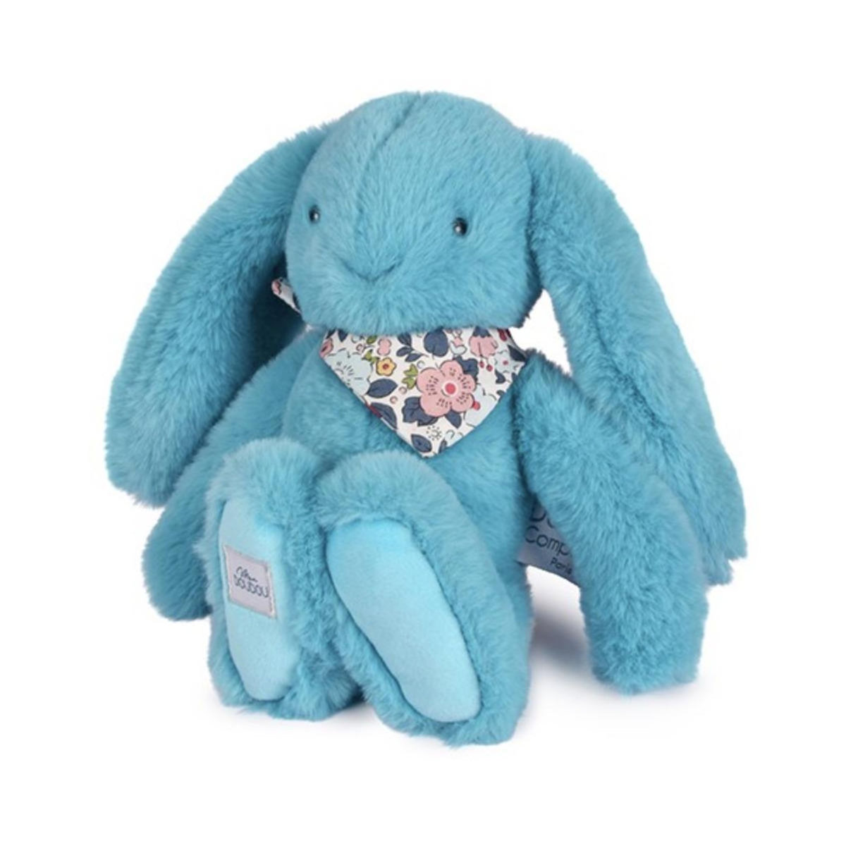 DOUDOU ET COMPAGNIE Peluche lapin fleurette turquoise - 25 cm -