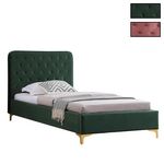 IDIMEX Lit simple GLAMOUR, 90x190 cm, capitonné avec sommier, revêtement en velours. Coloris disponibles : Vert