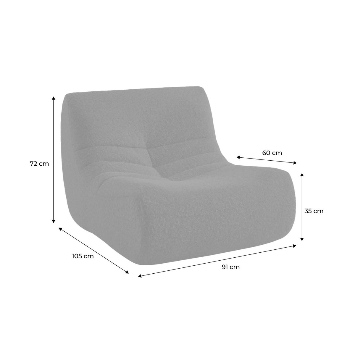 SWEEEK Chauffeuse tissu effet alpaca 3 places. bleu nuit. style contemporain. L 91 x P 105 x H 72cm