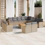 Voir la diapositive 1 : VIDAXL Salon de jardin avec coussins 14 pcs beige resine tressee