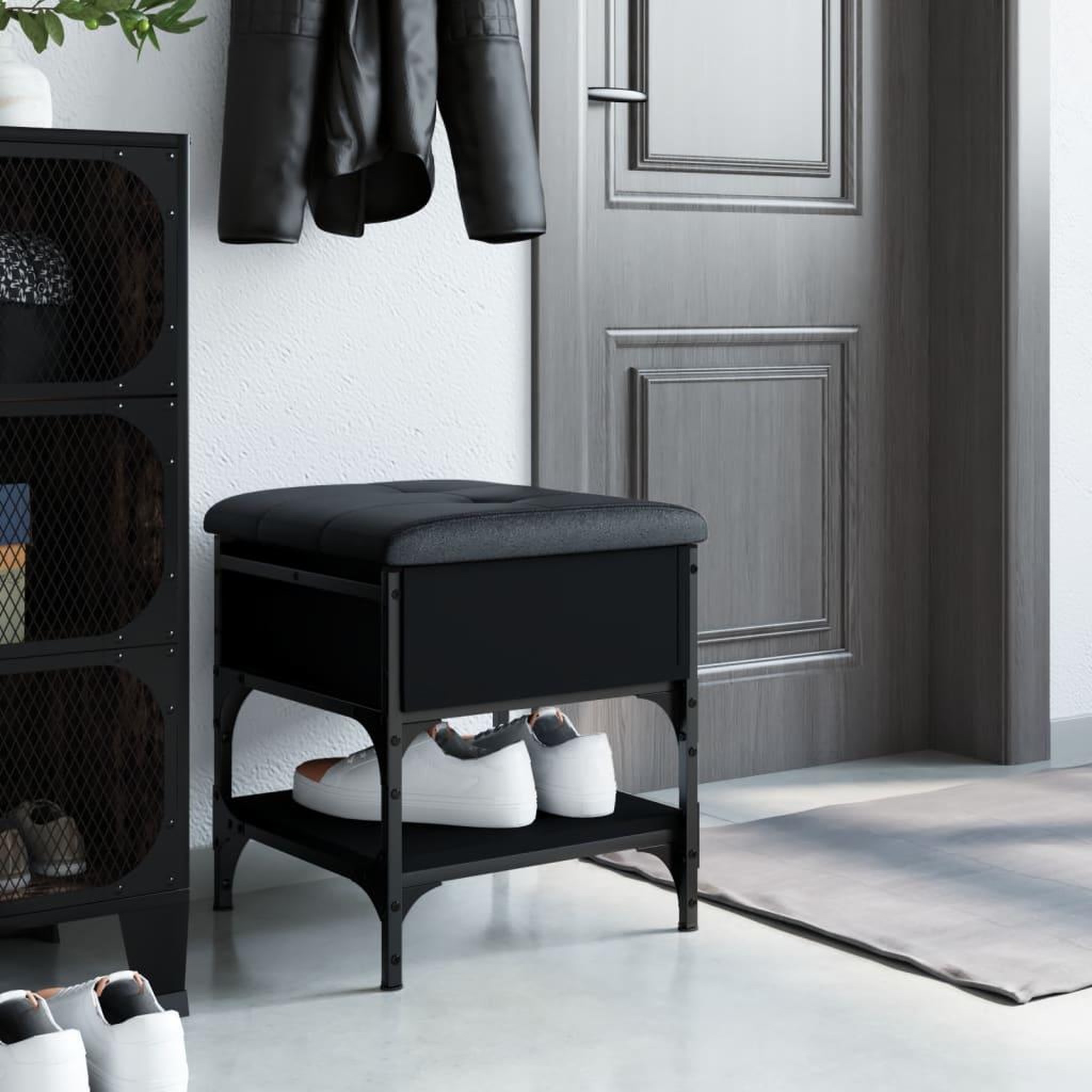 Voir la diapositive 3 : VIDAXL Banc a chaussures noir 42x42x45 cm bois d'ingenierie