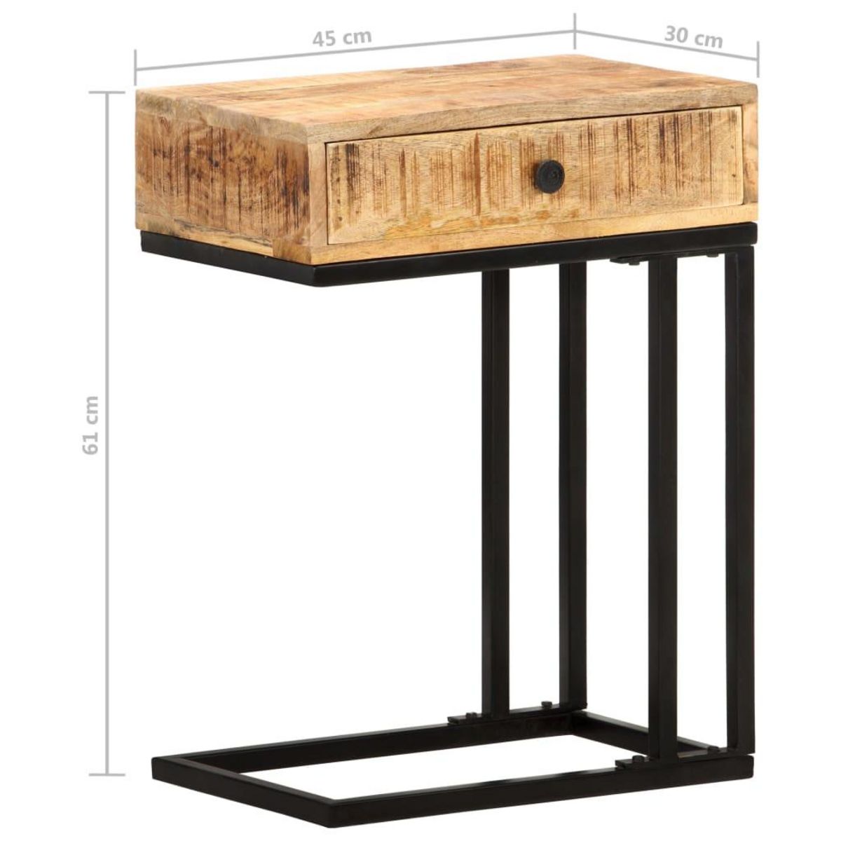VIDAXL Table d'appoint en forme d'U 45x30x61cm Bois de manguier massif