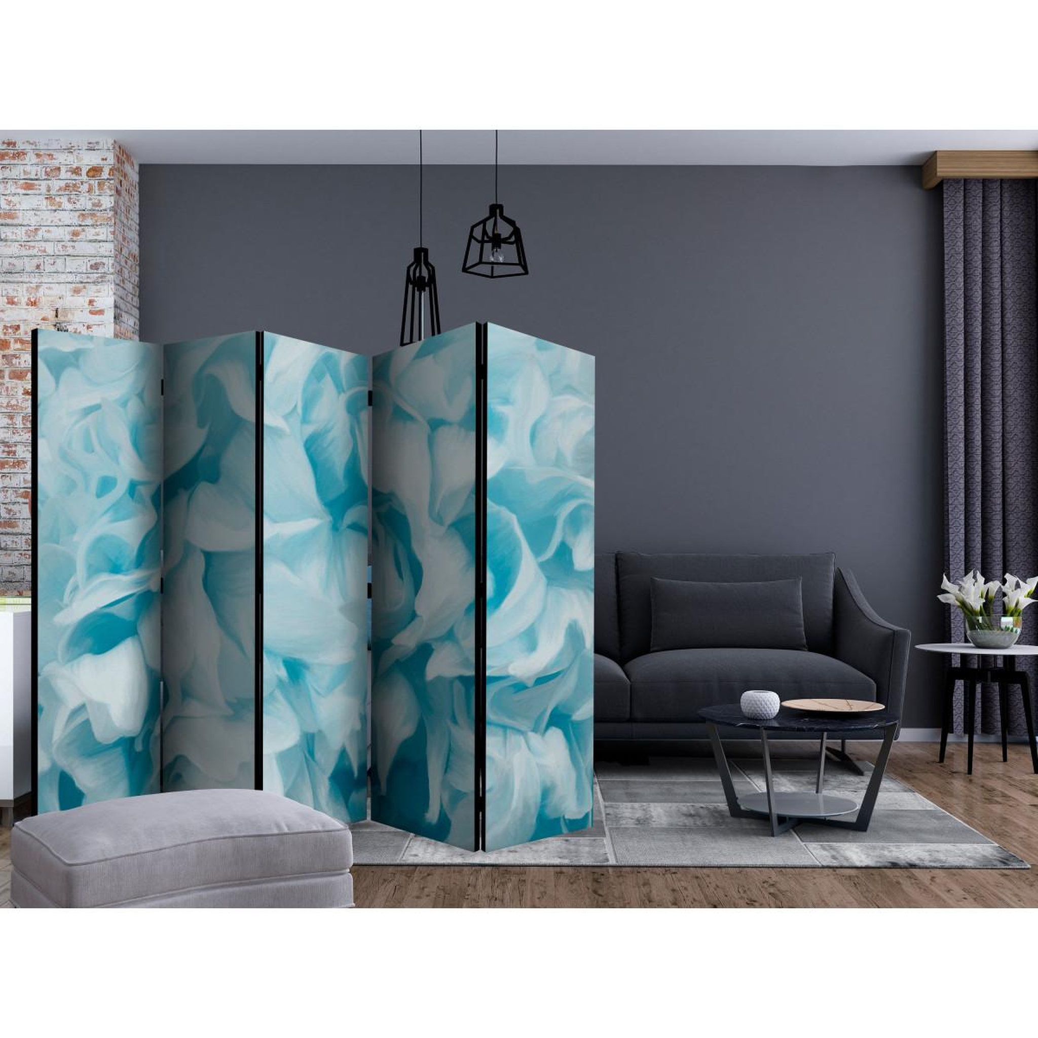 Voir la diapositive 2 : Paris Prix Paravent 5 volets  azalea blue  172x225cm