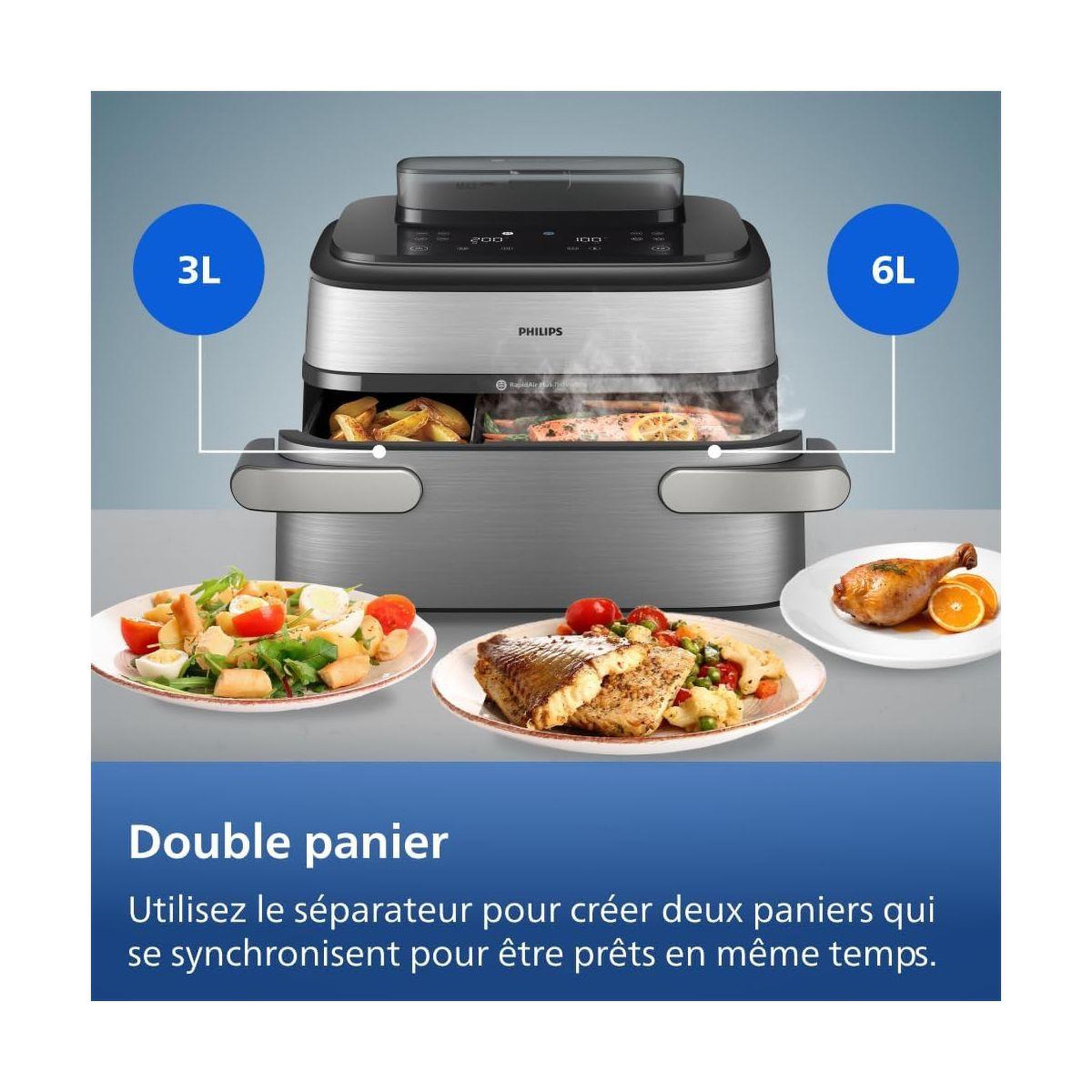 Voir la diapositive 5 : Philips Airfryer NA565/02 Airfryer Flex vapeur NA565/02