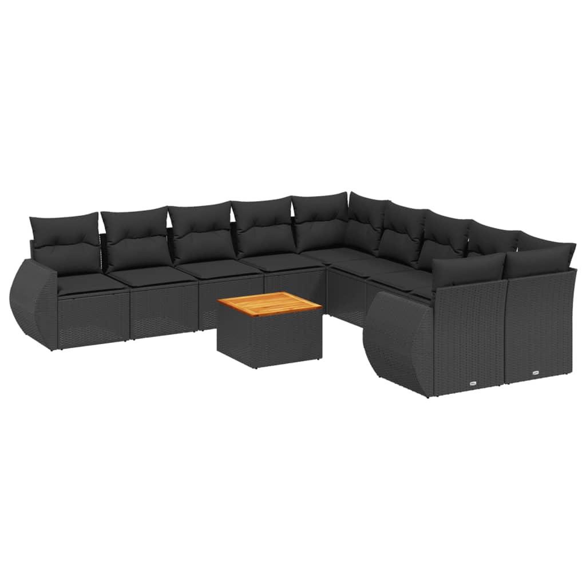 Voir la diapositive 2 : VIDAXL Salon de jardin 11 pcs avec coussins noir resine tressee