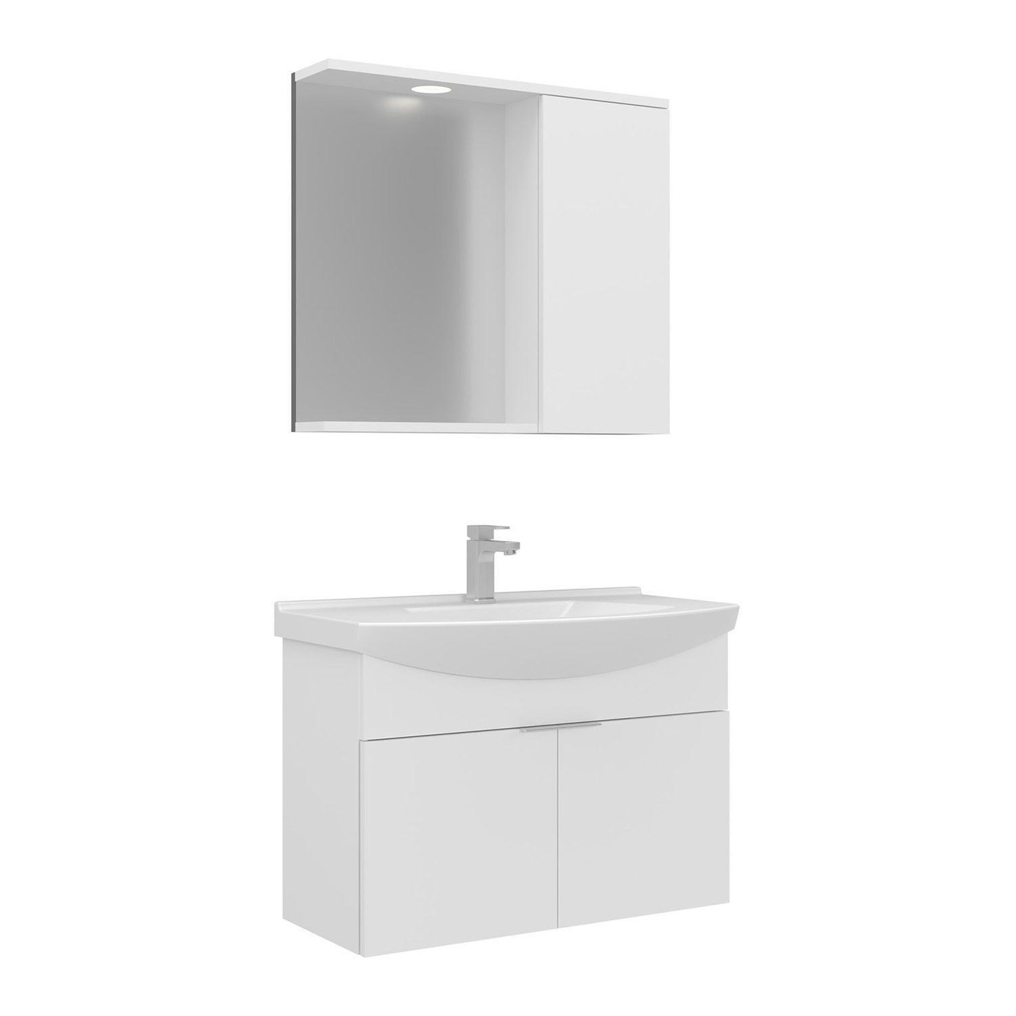 Habitat et Jardin Meuble avec simple vasque et miroir  Purus 80  - 80 x 50 x 58 cm - White
