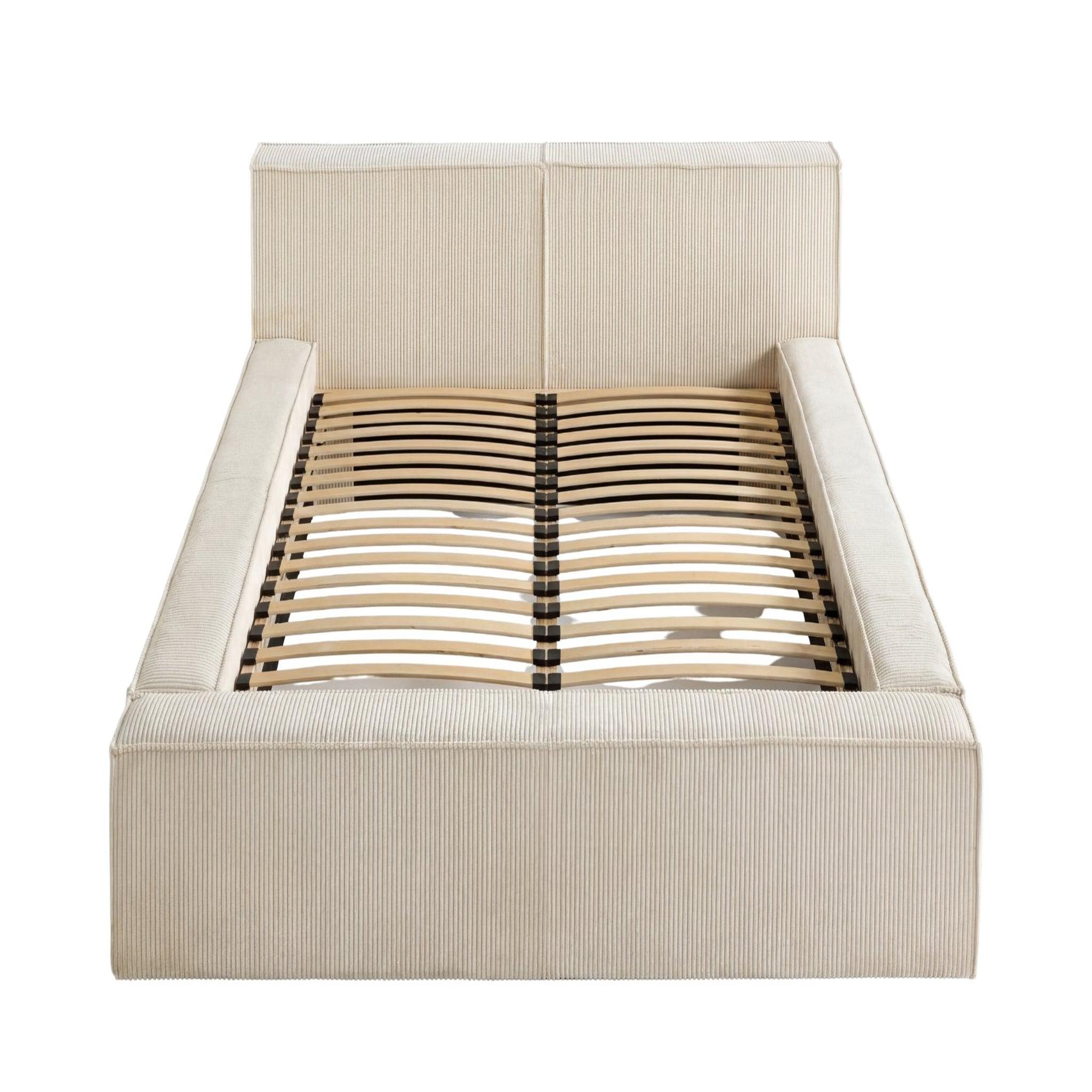Voir la diapositive 1 : CASANOVA PARIS NOTO - Lit coffre petit velours côtelé Beige