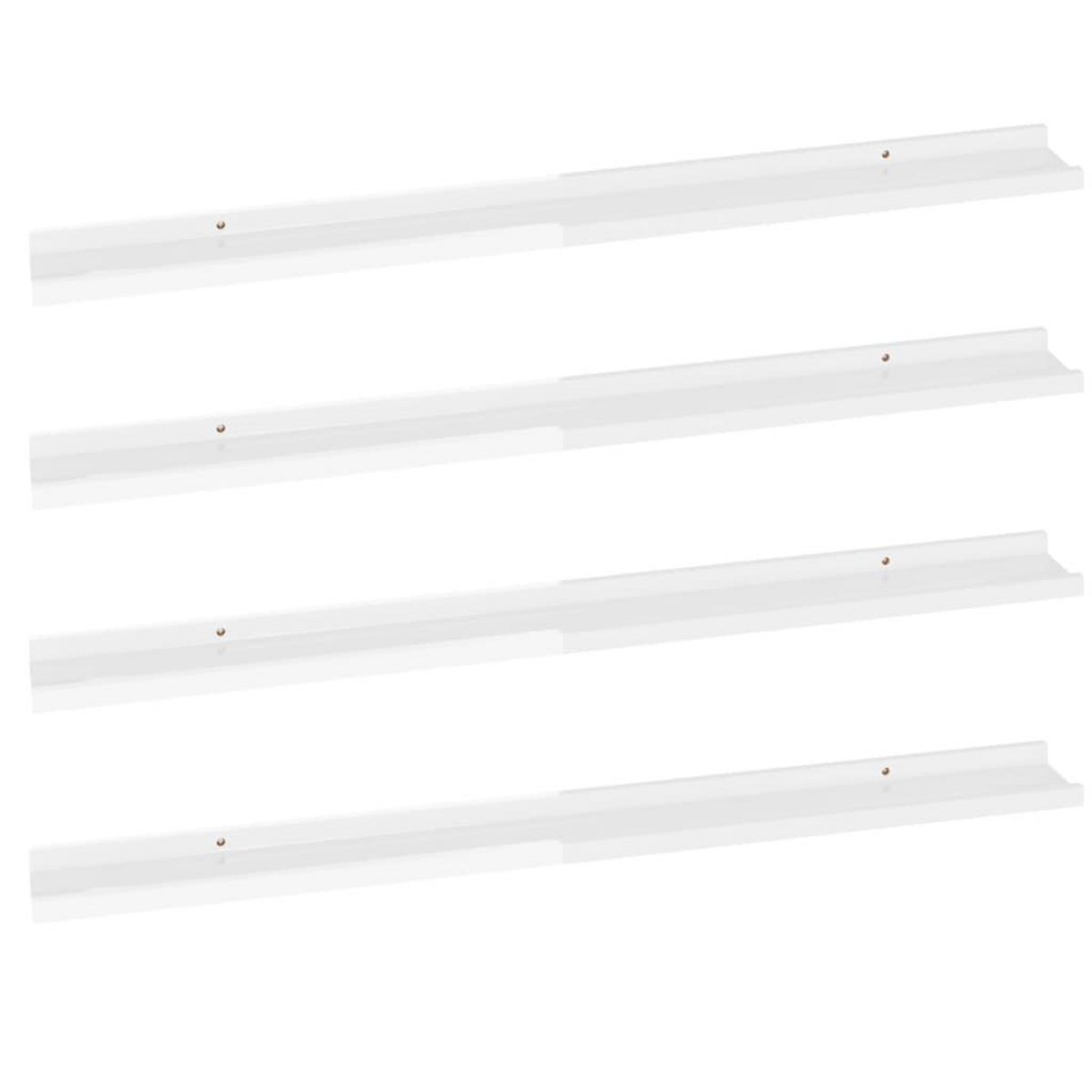 VIDAXL Etageres murales 4 pcs Blanc brillant 100x9x3 cm