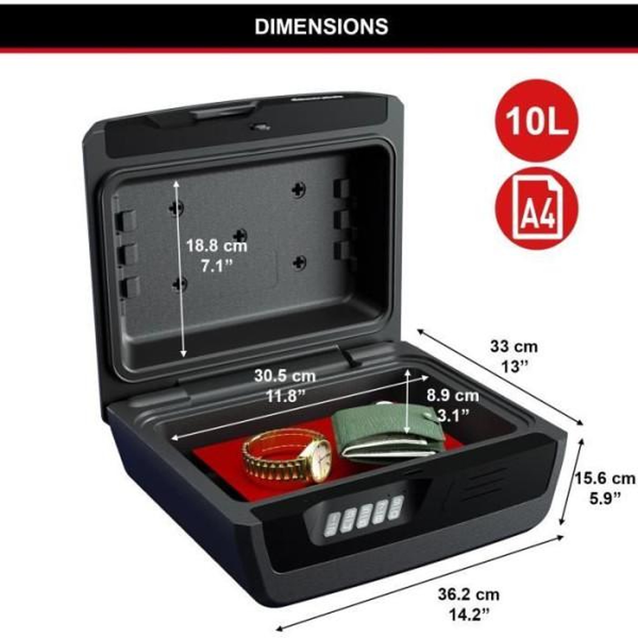 Voir la diapositive 6 : Master lock Malette de sécurité anti feu - master lock - chw30300eurhro - ignifuge et etanche - large 10l - combinaison electronique