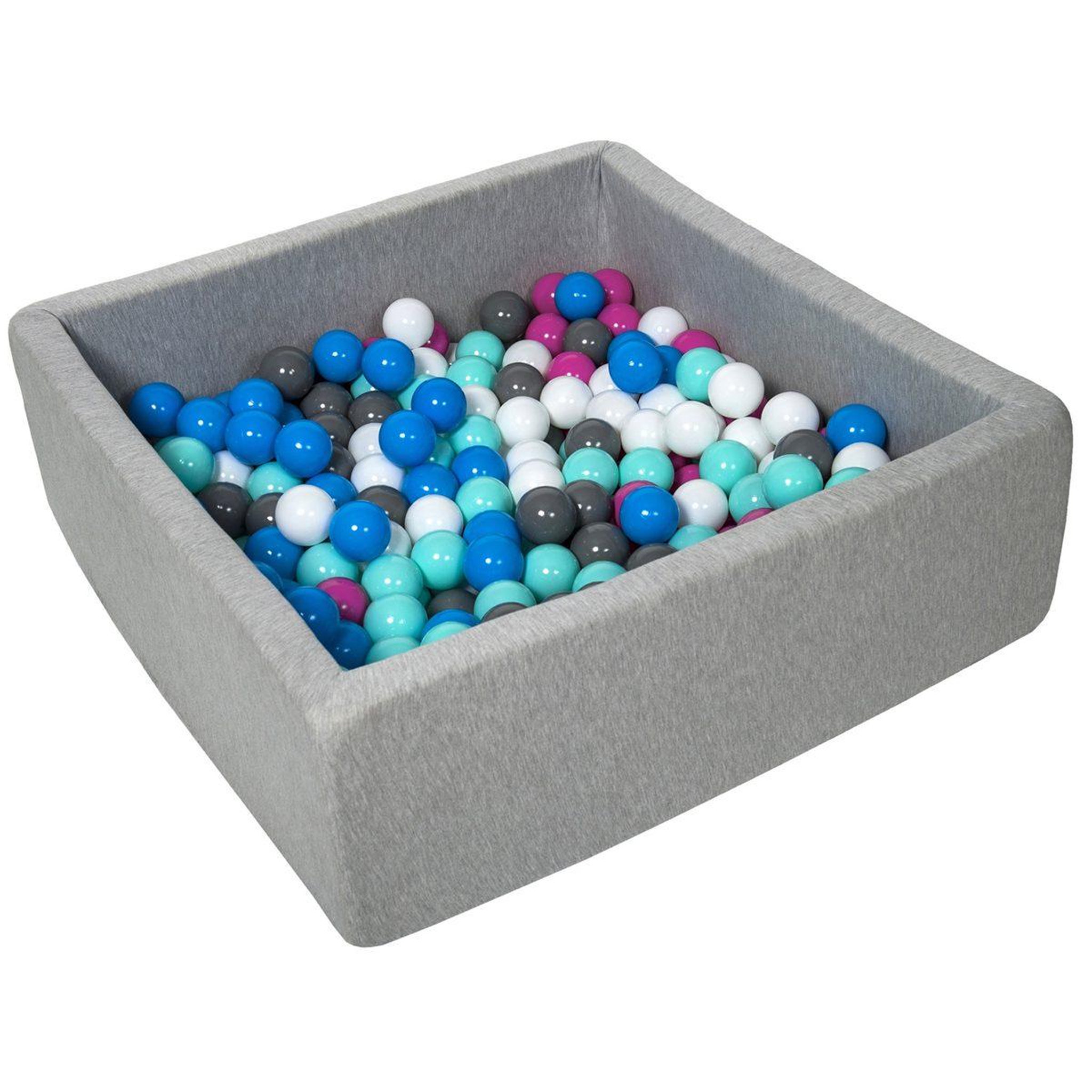 VELINDA Piscine à balles pour enfant, 90x90 cm, aire de jeu + 200 balles blanc,bleu,rose,gris,turquoise