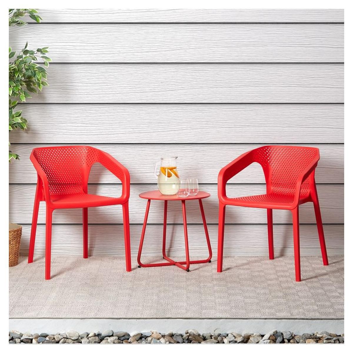 HomeStyle4U Lot de 2 chaises jardin en rouge