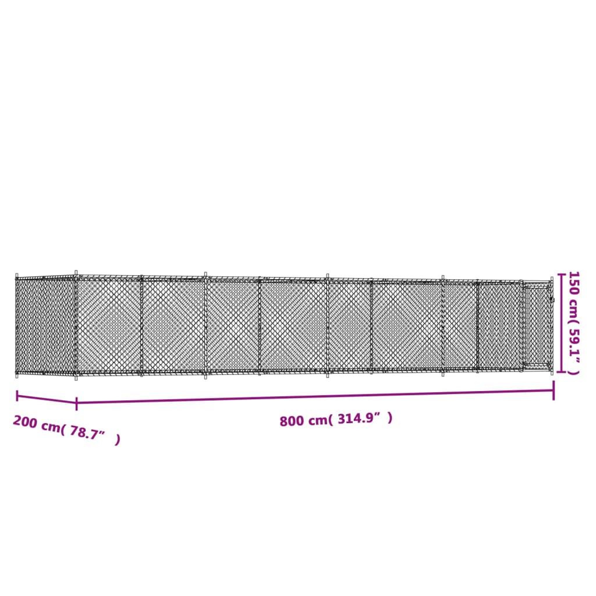 Voir la diapositive 6 : VIDAXL Cage pour chien avec porte gris 8x2x1,5 m acier galvanise