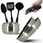 Voir la diapositive 1 : MENASTYL Batterie de cuisine 8 pcs inox amovible