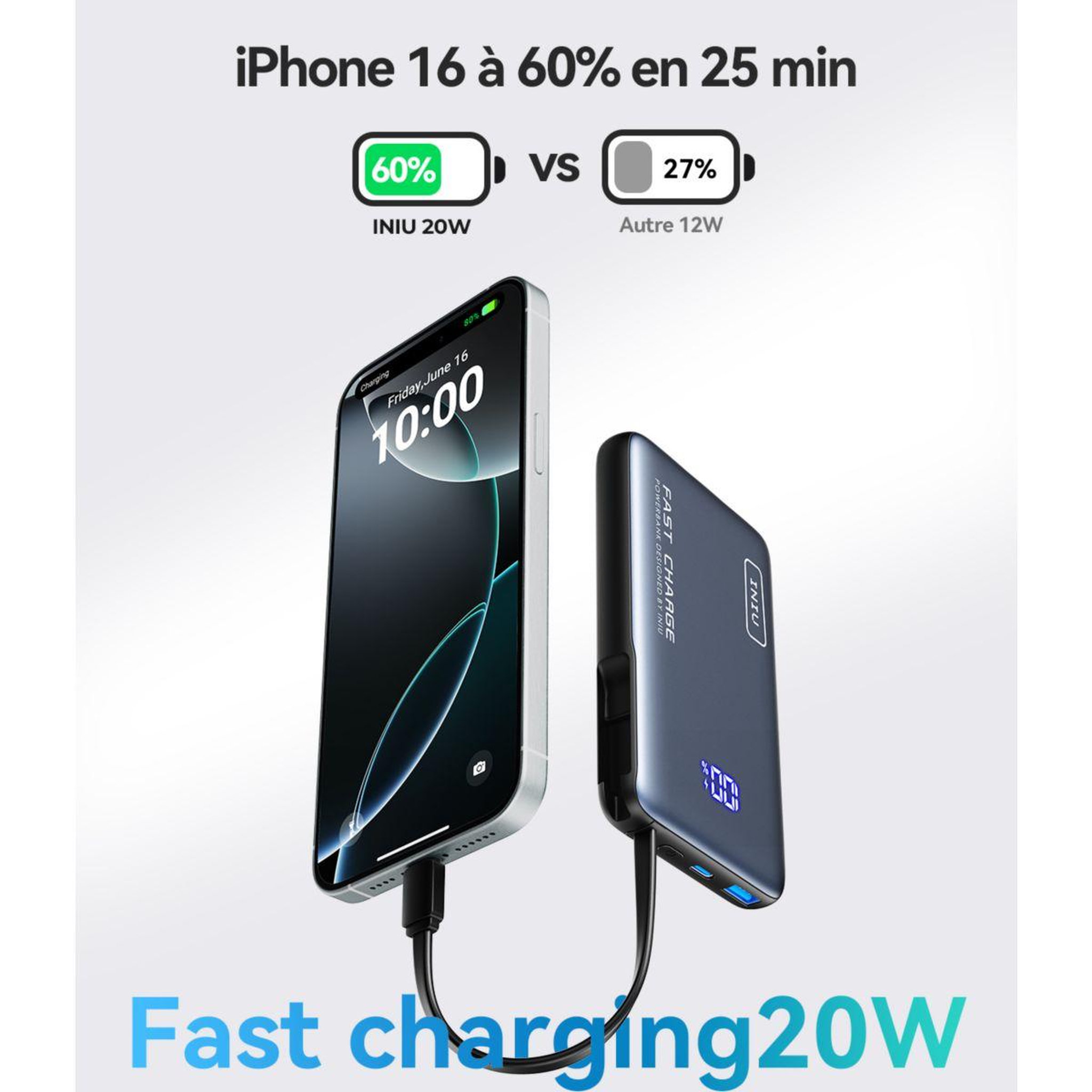 Voir la diapositive 2 : INIU Batterie externe 10 000 mAh Pocket Power