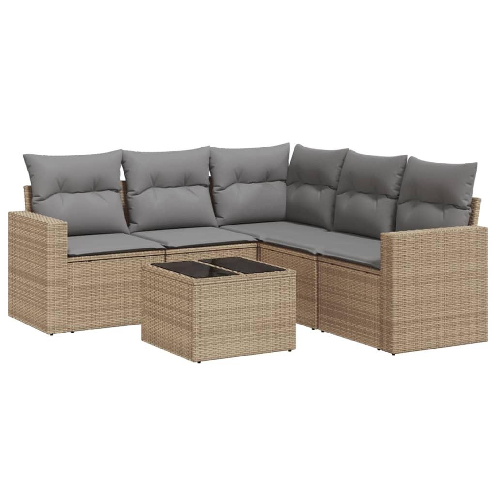 Voir la diapositive 2 : VIDAXL Salon de jardin avec coussins 6 pcs beige resine tressee
