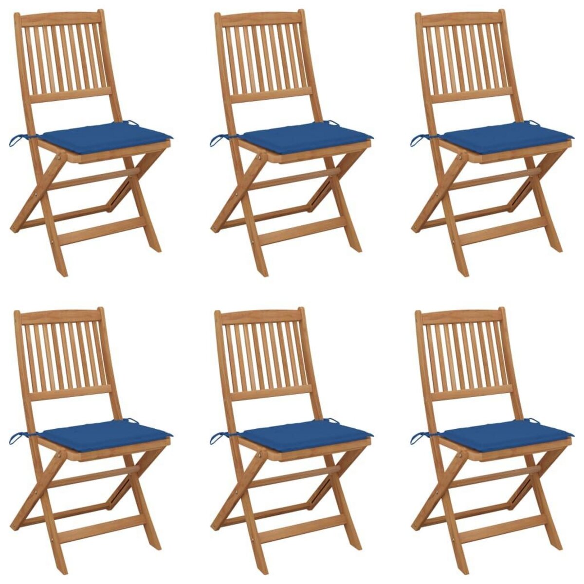 VIDAXL Chaises pliables de jardin lot de 6 avec coussins Bois d'acacia