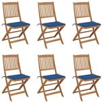 VIDAXL Chaises pliables de jardin lot de 6 avec coussins Bois d'acacia