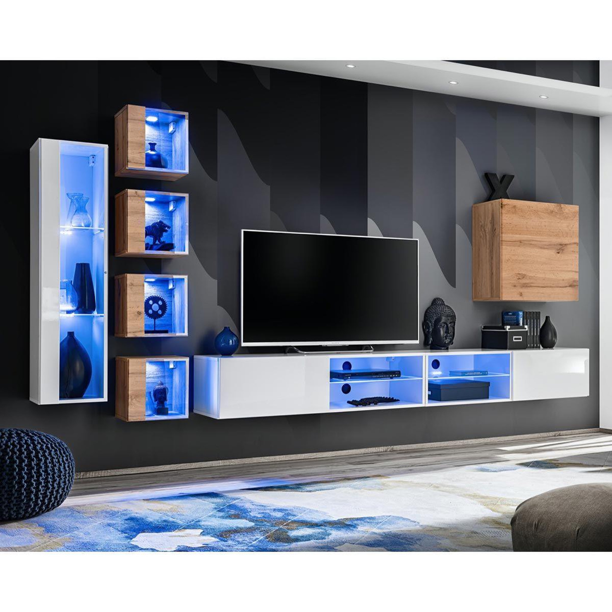 Paris Prix Ensemble meuble tv  switch xxvi  320cm blanc & naturel