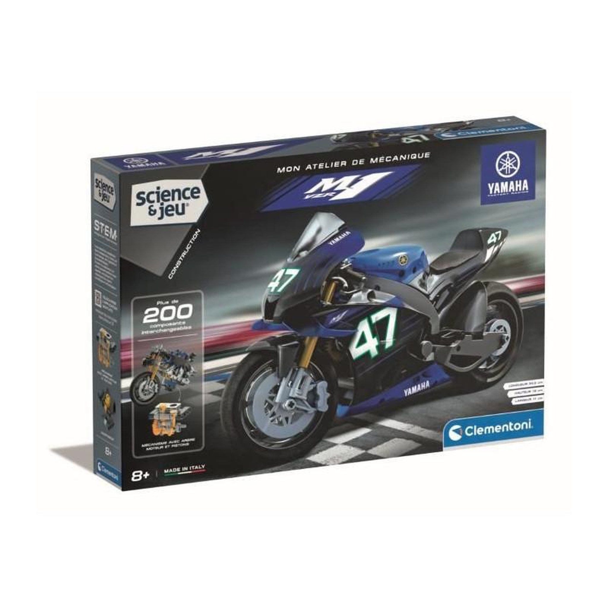 NEW BORN BABY Clementoni - Coffret de construction Yamaha M1 - Application disponible - Fabriqué en Italie